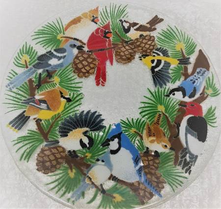 Festive Birds 13" Round Platter