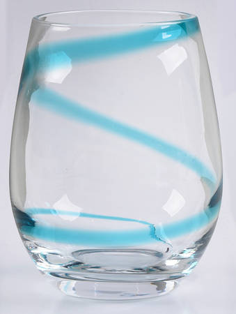 Spiral Line Turquoise Stemless Water Goblet