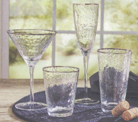 Metallic Rim-Silver Fluted Champagne