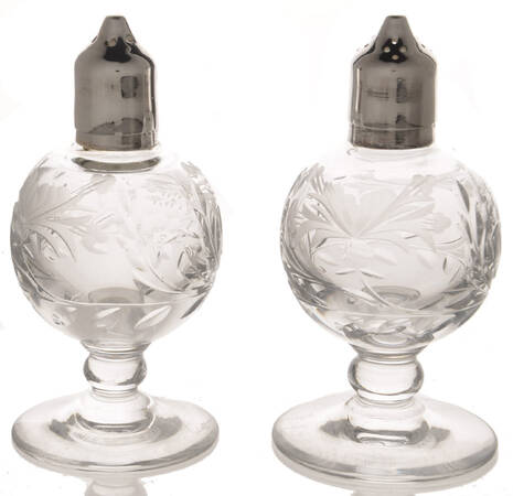Honeysuckle Footed Salt and Pepper with Metal Lids