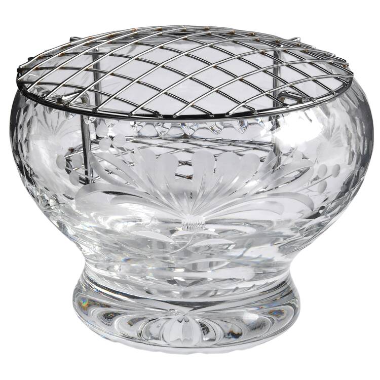 Honeysuckle 4" Rose Bowl & Metal Frog
