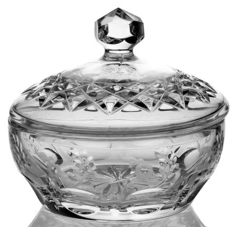 Gallia Round Puff Box with Lid by Rogaska