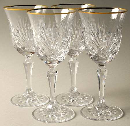 Richmond (Gold Trim, Multisided Stem) Wine - Set of 4