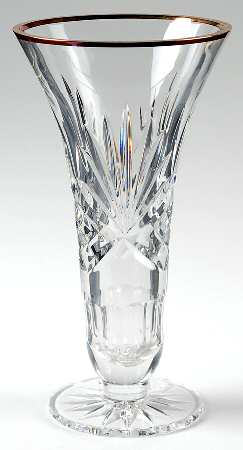 Richmond (Gold Trim, Multisided Stem) 10" Flower Vase
