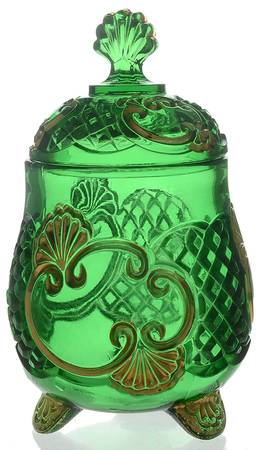 Croesus Green (Emerald) Sugar Bowl & Lid