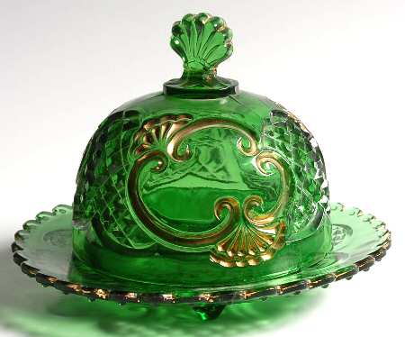 Croesus Green (Emerald) Round Covered Butter