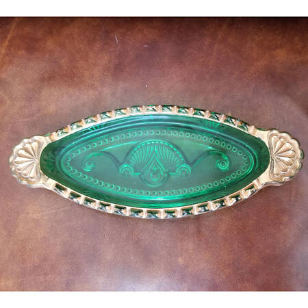Empress Emerald Green (Gold Trim) Pickle Dish