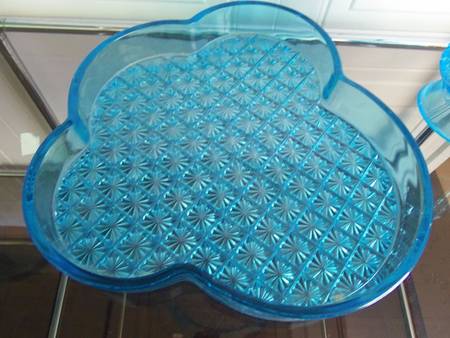 Two Panel Blue Oval Tray