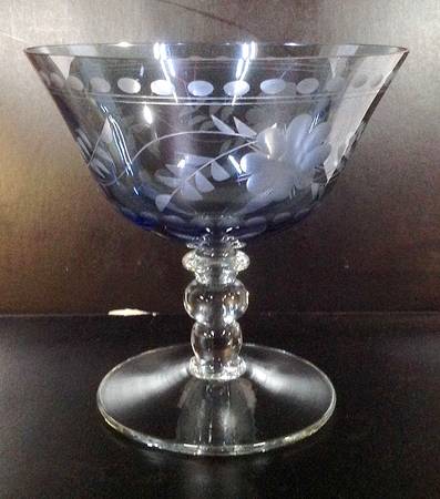 Antique Luster Blue Low Sherbet
