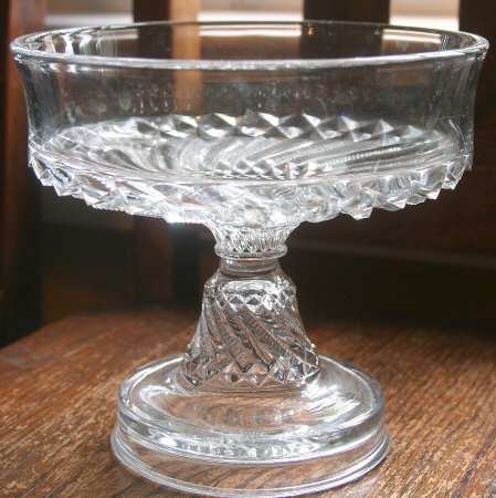 Bar and Diamond Clear Round Compote (Height X Width)