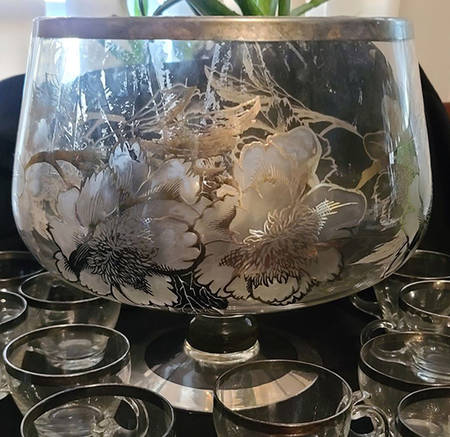Peony Footed Punch Bowl