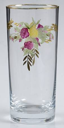 Old Country Roses (Handpainted, Gold Trim) Highball Glass