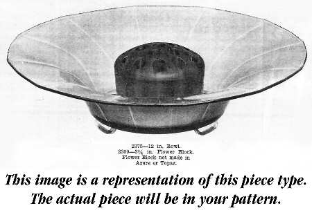 Fairfax Blue (Line 2375) 3 Toed Footed Bowl with Flower Block