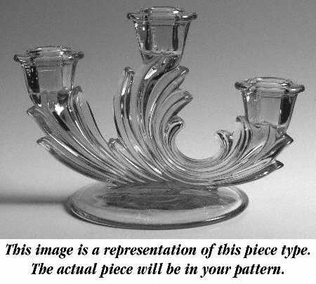 Arcady (Stem 6014, Etch 326) 3 Light Candlestick (Baroque Shape)