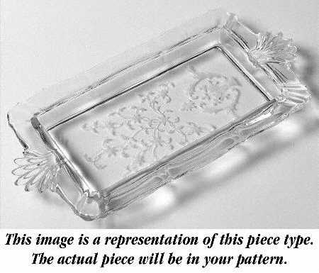 Meadow Rose Blue Rectangular Handled Tray (Baroque Shape)