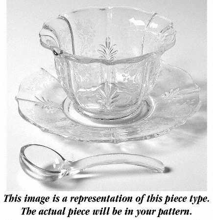Arcady (Stem 6014, Etch 326) Mayonnaise Bowl & Underplate w/Ladle (Baroque Shap