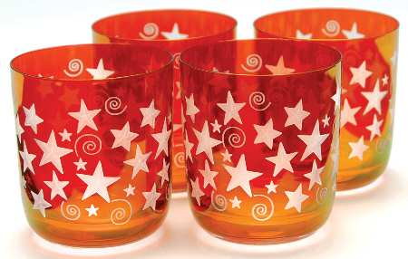 Stars Red Double Old Fashioned - Set of 4