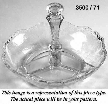 Valencia Clear (Stem 3500) 7" Round Center Handle 3 Part Relish