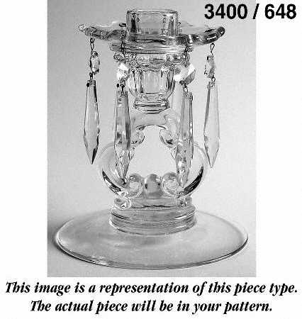 3400-1 Keyhole Candelabrum with Bobeche and 8 Prisms