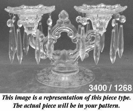 3400-1 3400 2 Light Candelabrum w/ 2 Bobeches 16 Prisms