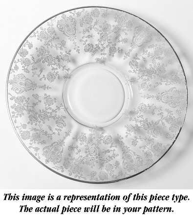 Rose Point Clear (Stem 3500, Gold Trim, Etched) Shape 3500 Finger Bowl, Plate Only