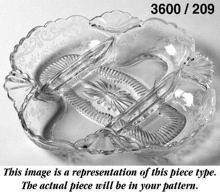 Chantilly (Stem #3625, Gold Trim) Martha/209 8" 3 Part Relish