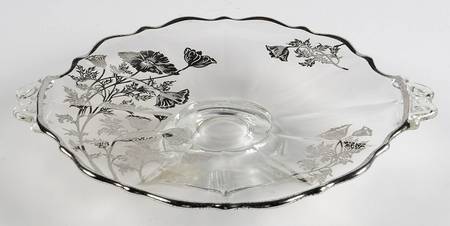 Flanders Clear 9" Handled Footed Plate