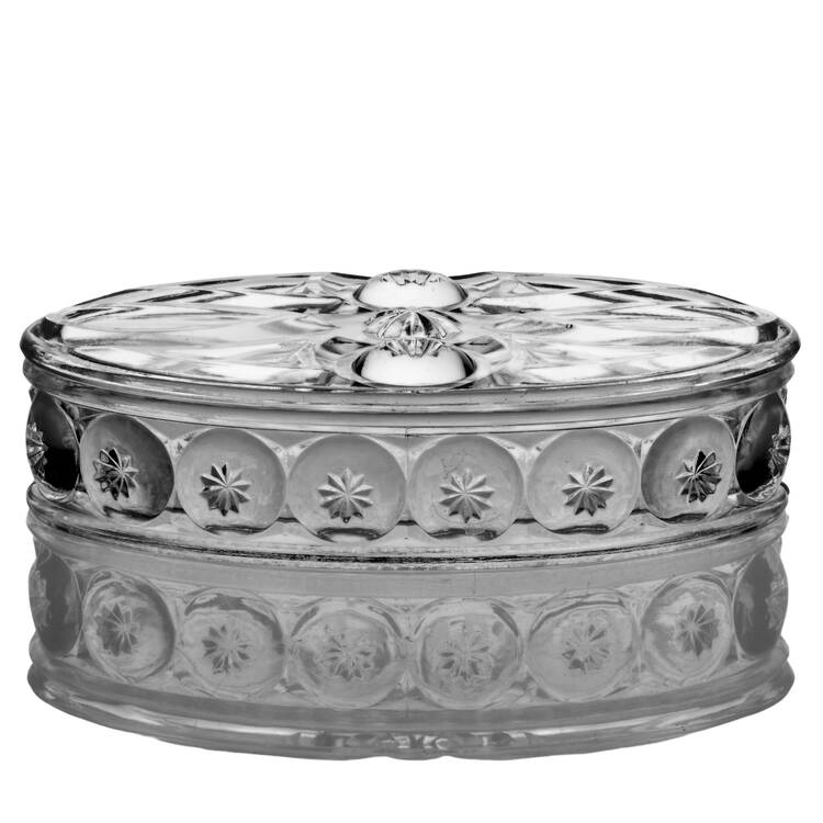 Moon and Star Clear Oval Jewelry Box & Lid