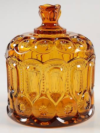 Moon and Star Amber Cracker Jar & Lid