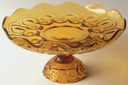 Moon and Star Amber Round Compote (Height X Width)