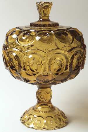 Moon and Star Amber 12" Tall Compote & Lid