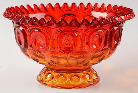 Moon and Star Amberina Round Compote (Height X Width)