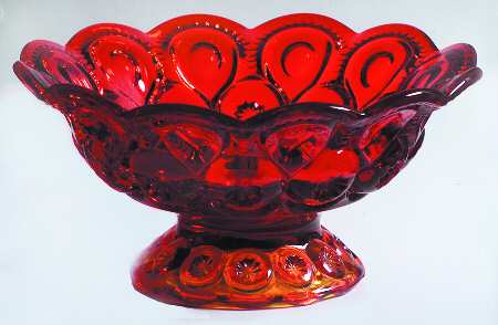 Moon and Star Amberina Round Compote (Height X Width)