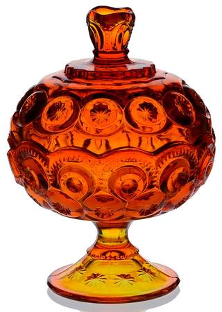 Moon and Star Amberina 6" Compote & Lid