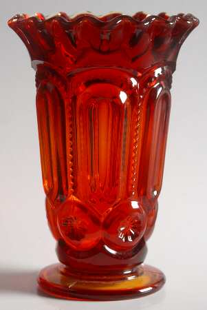Moon and Star Amberina 6" Crimped Vase