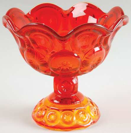 Moon and Star Amberina Round Compote (Height X Width)