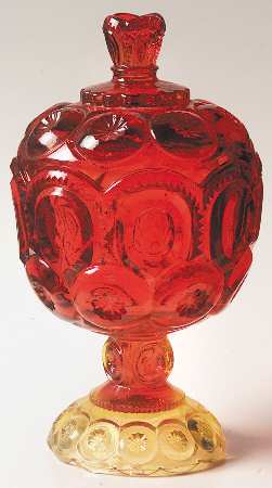 Moon and Star Amberina Small Compote & Lid