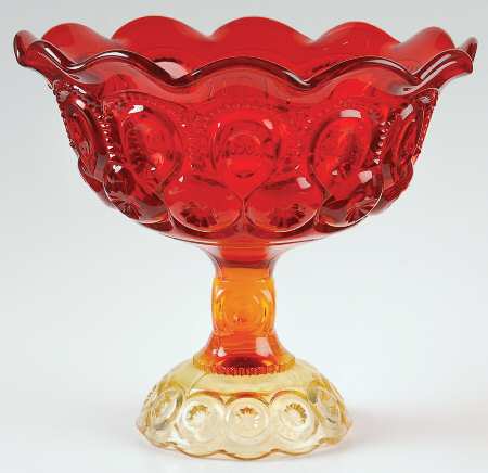 Moon and Star Amberina Round Compote (Height X Width)