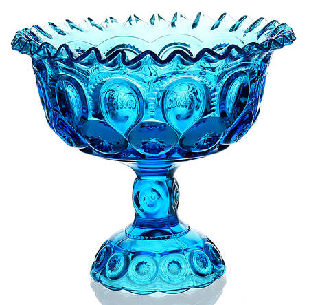 Moon and Star Blue Round Compote (Height X Width)