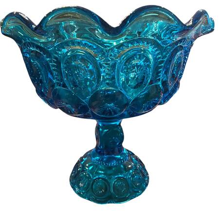 Moon and Star Blue Round Compote (Height X Width)