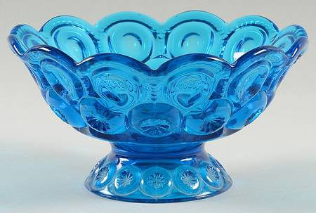 Moon and Star Blue Round Compote (Height X Width)