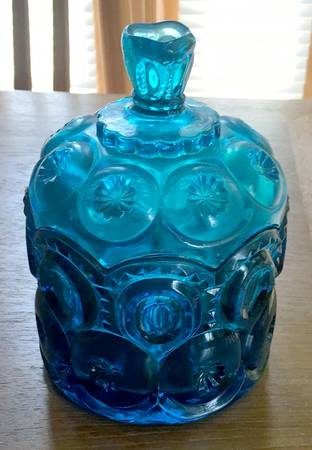 Moon and Star Blue Tobacco Jar & Lid