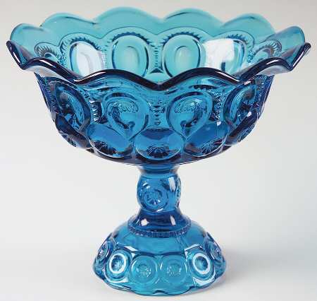 Moon and Star Blue Round Compote (Height X Width)