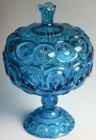 Moon and Star Blue 12" Tall Compote & Lid
