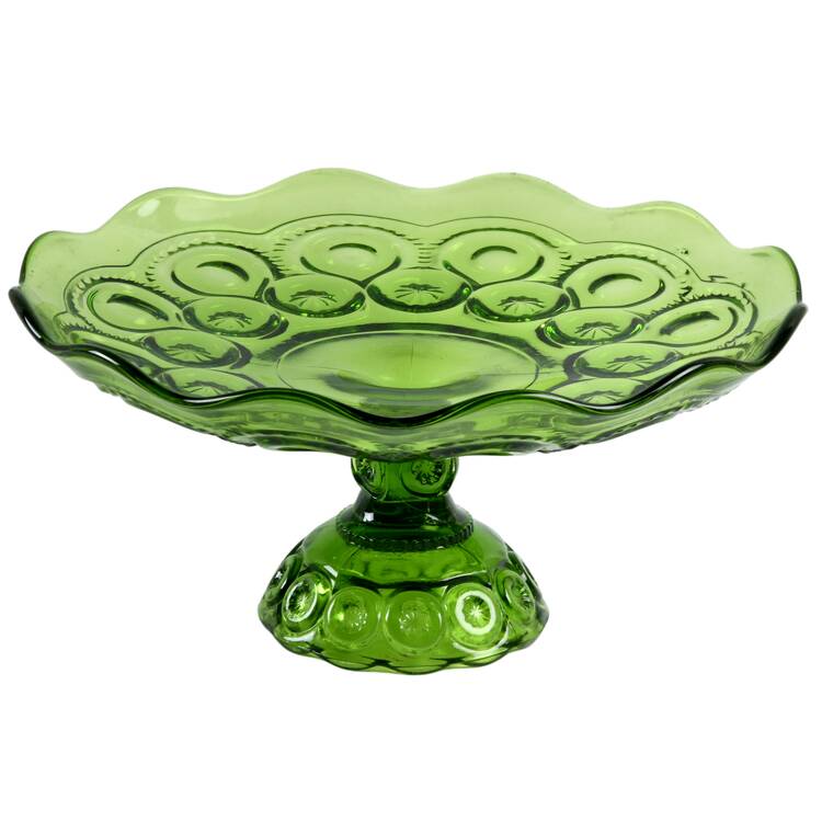 Moon and Star Green Round Compote (Height X Width)