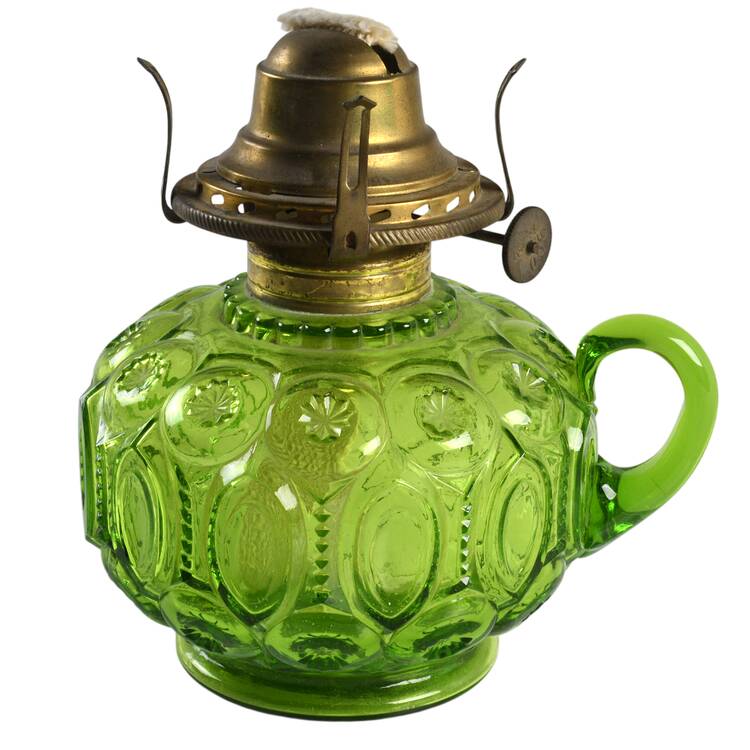 Moon and Star Green Hurricane Lamp No Globe
