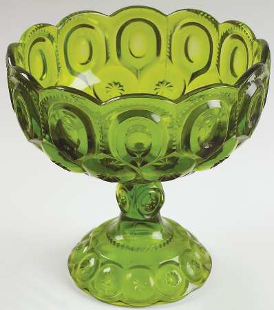 Moon and Star Green Round Compote (Height X Width)