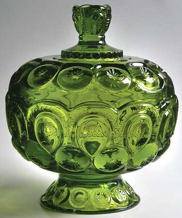 Moon and Star Green 7" Compote & Lid