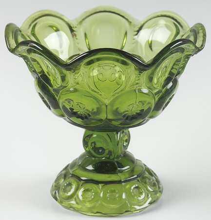 Moon and Star Green Crimped Round Compote (Height X Width)