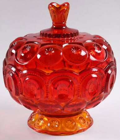Moon and Star Red 9" Compote & Lid